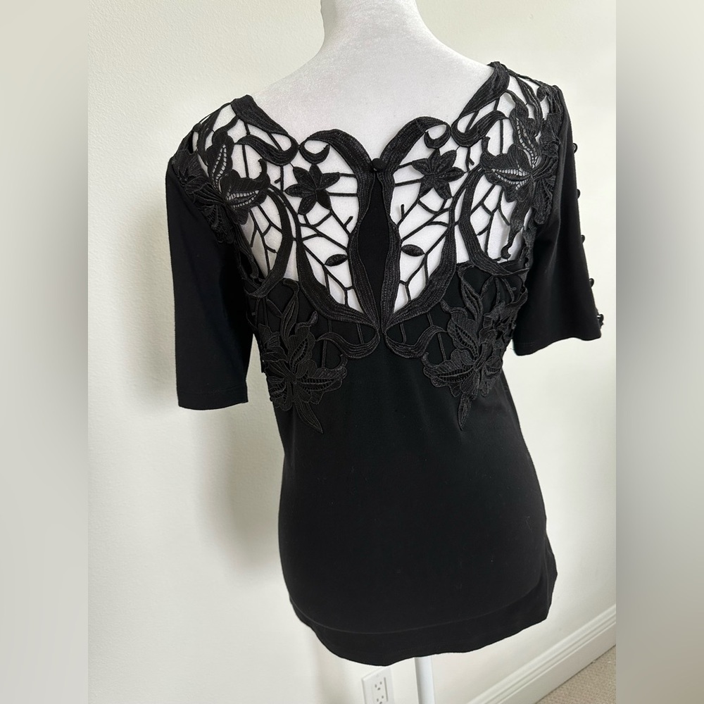 Eden Rose Couture Black Lace Short Sleeve Top, size T3 which is a Medium - Picture 4 of 10